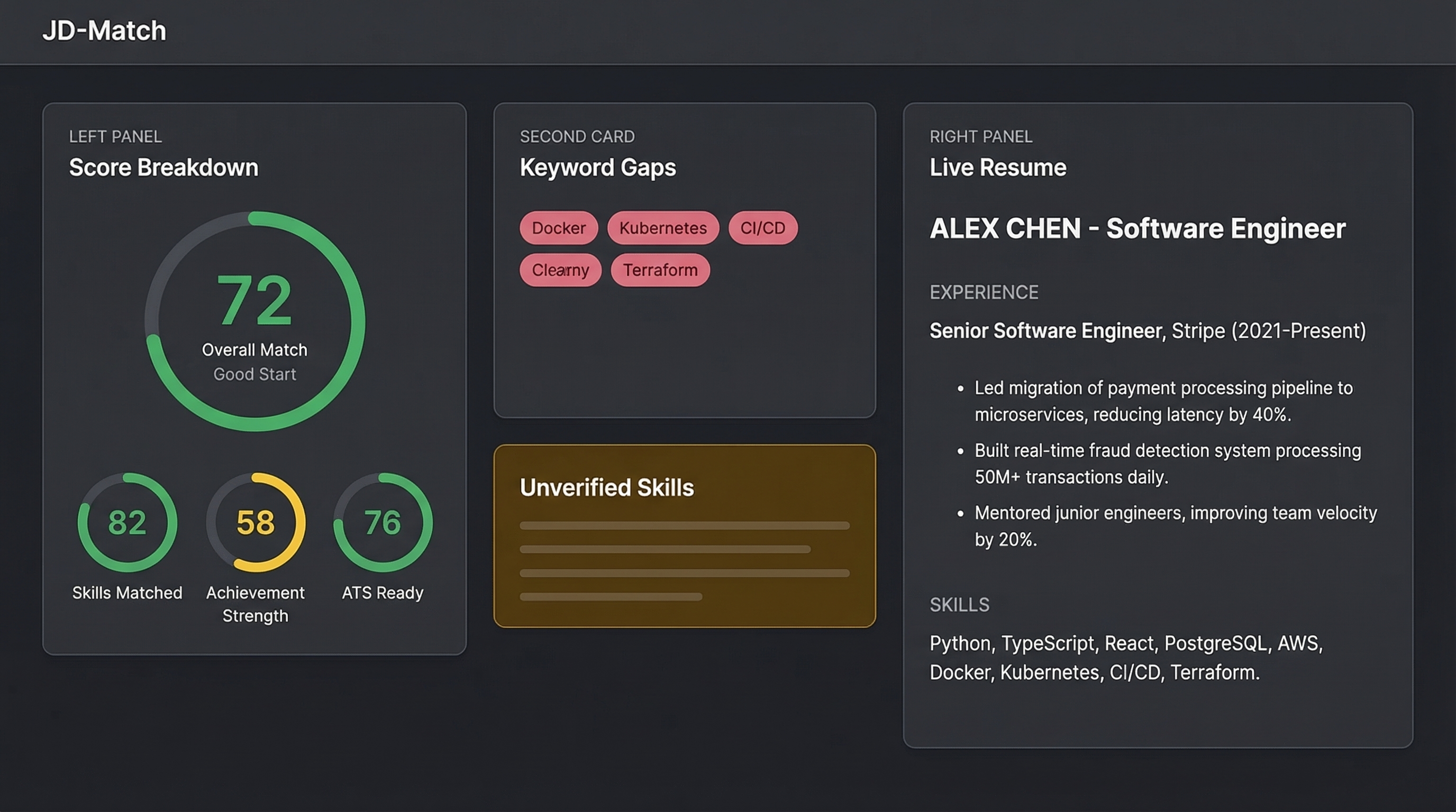 JD-Match app interface