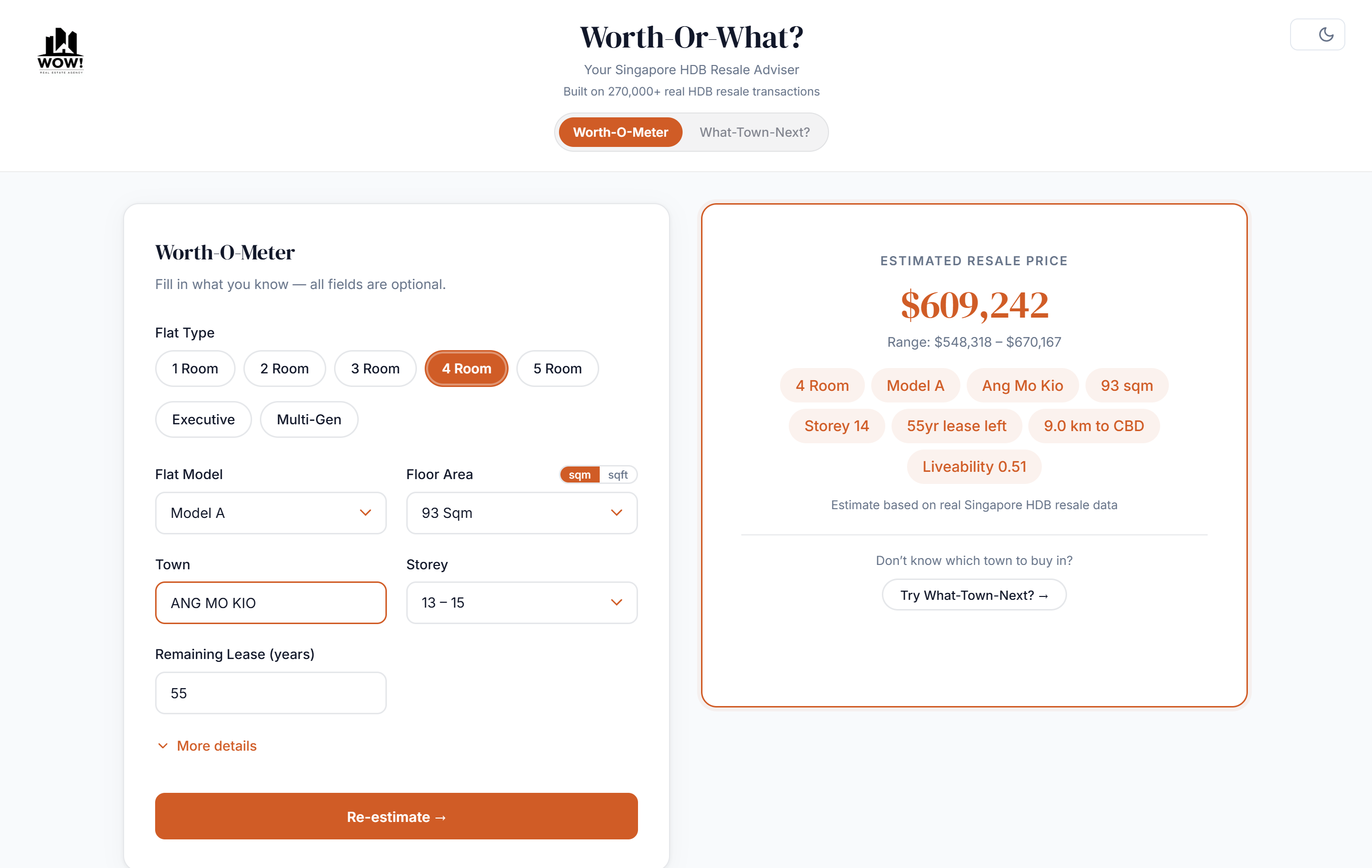 W.O.W. Worth-Or-What HDB resale price prediction app